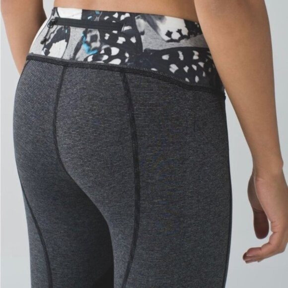 Lululemon Pace Rival Crop Wee Stripe Exploded So Fly Butterfly Angel Wing Black - Picture 3 of 14